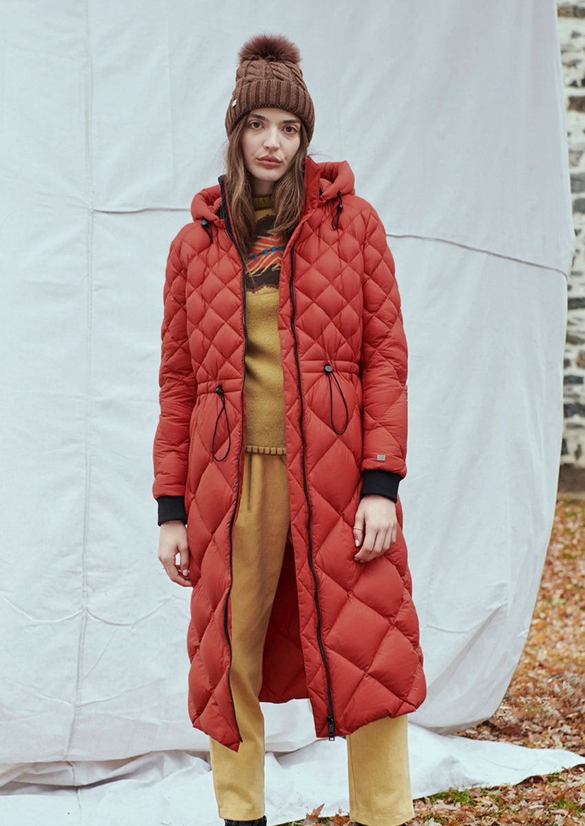 Calf length down jacket sales